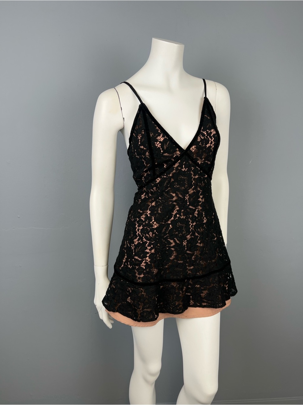 TOBI Black Lace Chemise Slip Dress - Women Intimates